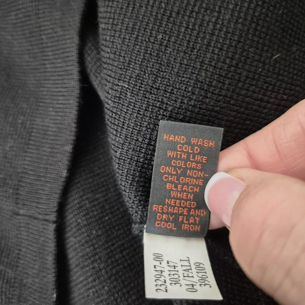 Vtg Banana Republic Sweater Mens XL Black X-Fine Merino Wool‎ 1/4 Zip  2000s